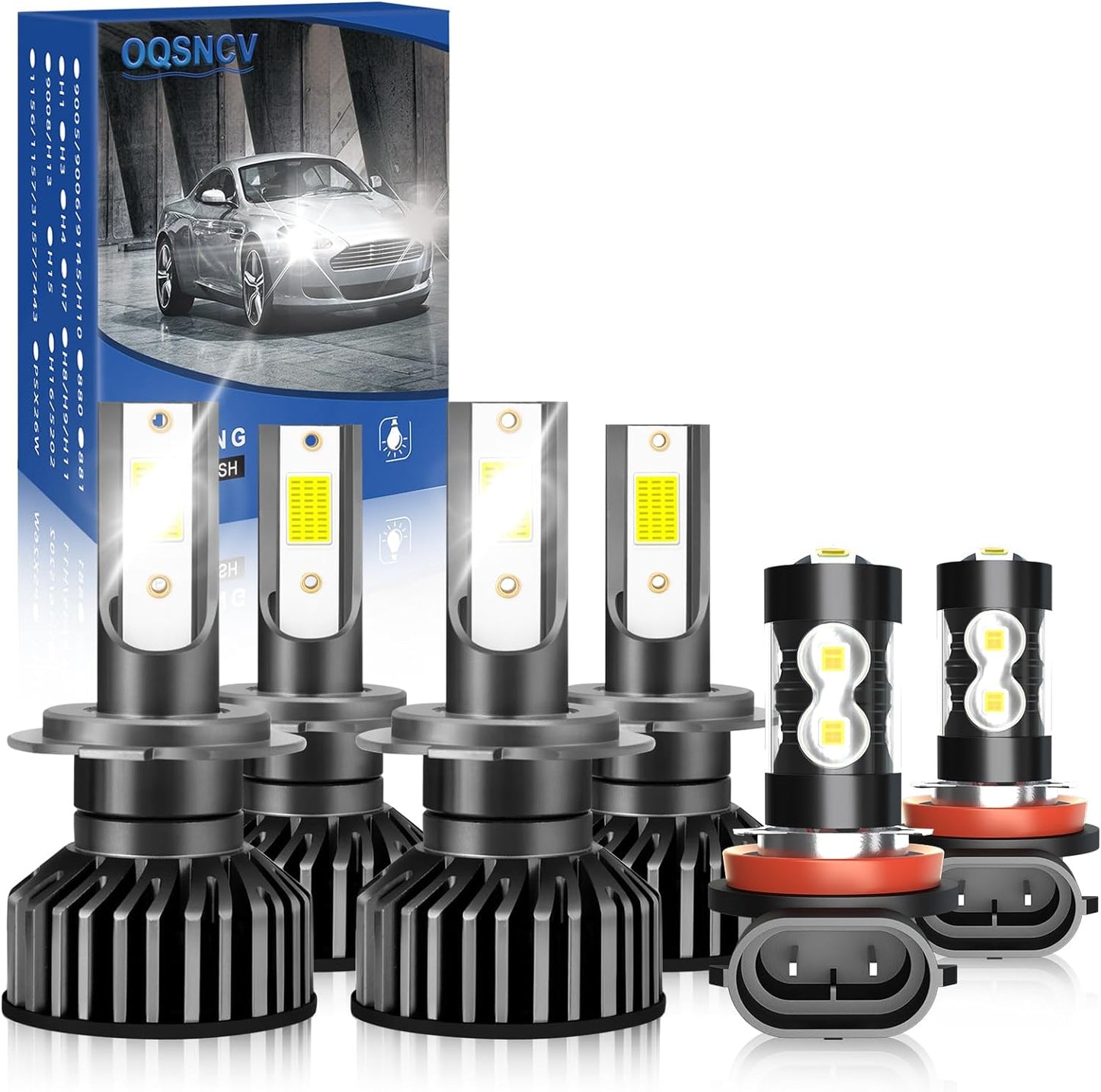 Fit for Hyundai Sonata 2011-2014 LED Headlight Bulbs,H7+H7 high/Low Beams + H8 LED Fog Light Bulbs, Plug and Play, Pack of 6