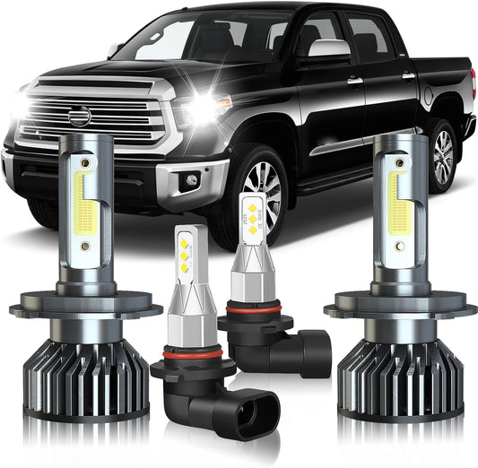 Fit for Toyota Tundra (2000-2006) Led Headlights Bulbs Combo, H4/9003 led light bulb High&Low Beam+9006 LED Fog Lights,Super Bright 6000K Cool White,Plug and Play,Pack of 4