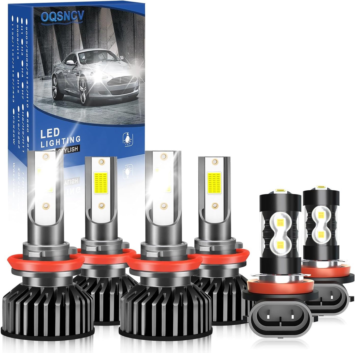 Fit For Nissan Altima 2002-2009 LED Headlight Bulbs, 9005 High beam and H1 Low Beam LED Headlight Bulb Kit, 60W 28000LM 6000K White Super Bright, Plug and Play, Pack of 4