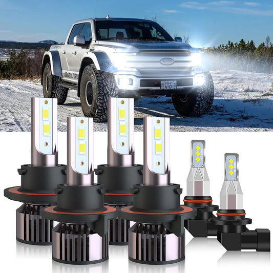Fit For Ford F250 F350 F450 F550 Super Duty 2005-2022 - 6x LED Headlights Fog Light Bulbs Combo, H13/9008 High Beam + H13/9008 Low Beam + 9145 LED Fog Light Bulbs