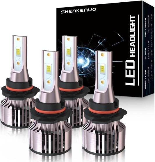 SHENKENUO Fit For Chevy Tahoe (2000-2006) 9005+9006 High/Low Beam Halogen Replacement LED Bulbs，6500K Cool White Plug and Play，Pack of 4