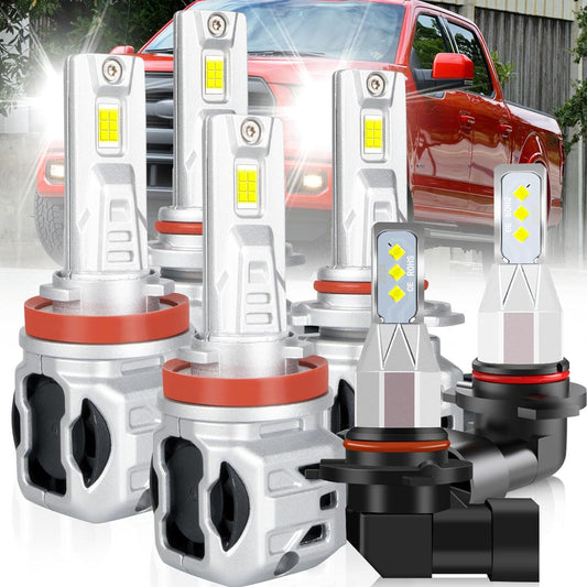 Fit for Ford F150 2015-2023 Led Headlight Bulbs, 9005 H11 Led headlights Hi&Lo Beam+9140 Led Fog Lights, 800% Super Bright 9005 H11 9140 Light Bulbs, 9005 H11 9140 Bulbs for Safer Driving, 6pcs