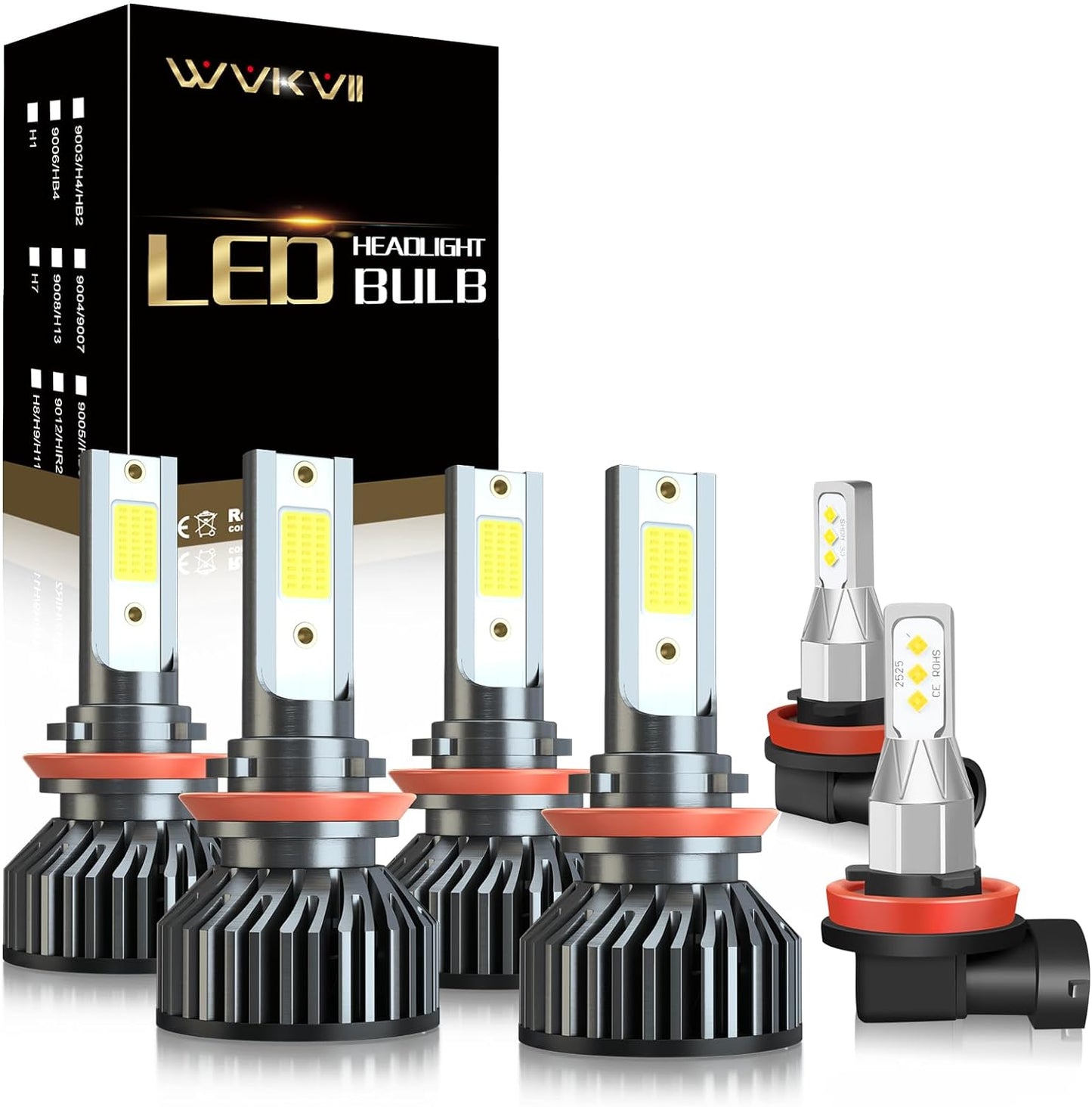 Fit For Jeep Grand Cherokee 2019 2020 2021 LED Headlight Bulbs H9 High Beam + H11 Low Beam+ H11 Fog Lights Bulbs Kit, Super Bright 6000K Cool White,Pack of 6