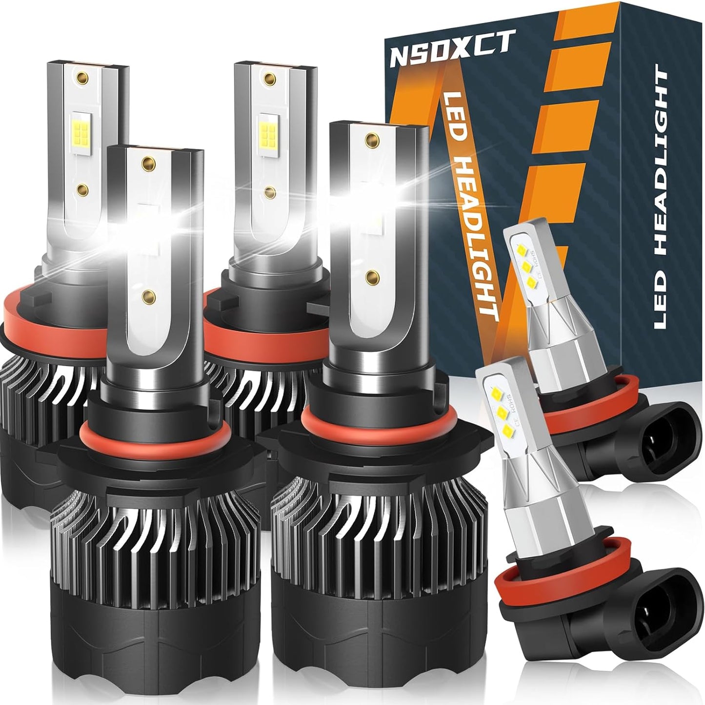 Fit for Jeep Grand Cherokee (2011 2012 2013) 9005+H11 High/Low Beam LED Headlight Bulbs + 5202 LED Fog Light Bulbs, 1:1 Mini Size Led Bulbs 6500K Cool White Plug and Play, 6PCS