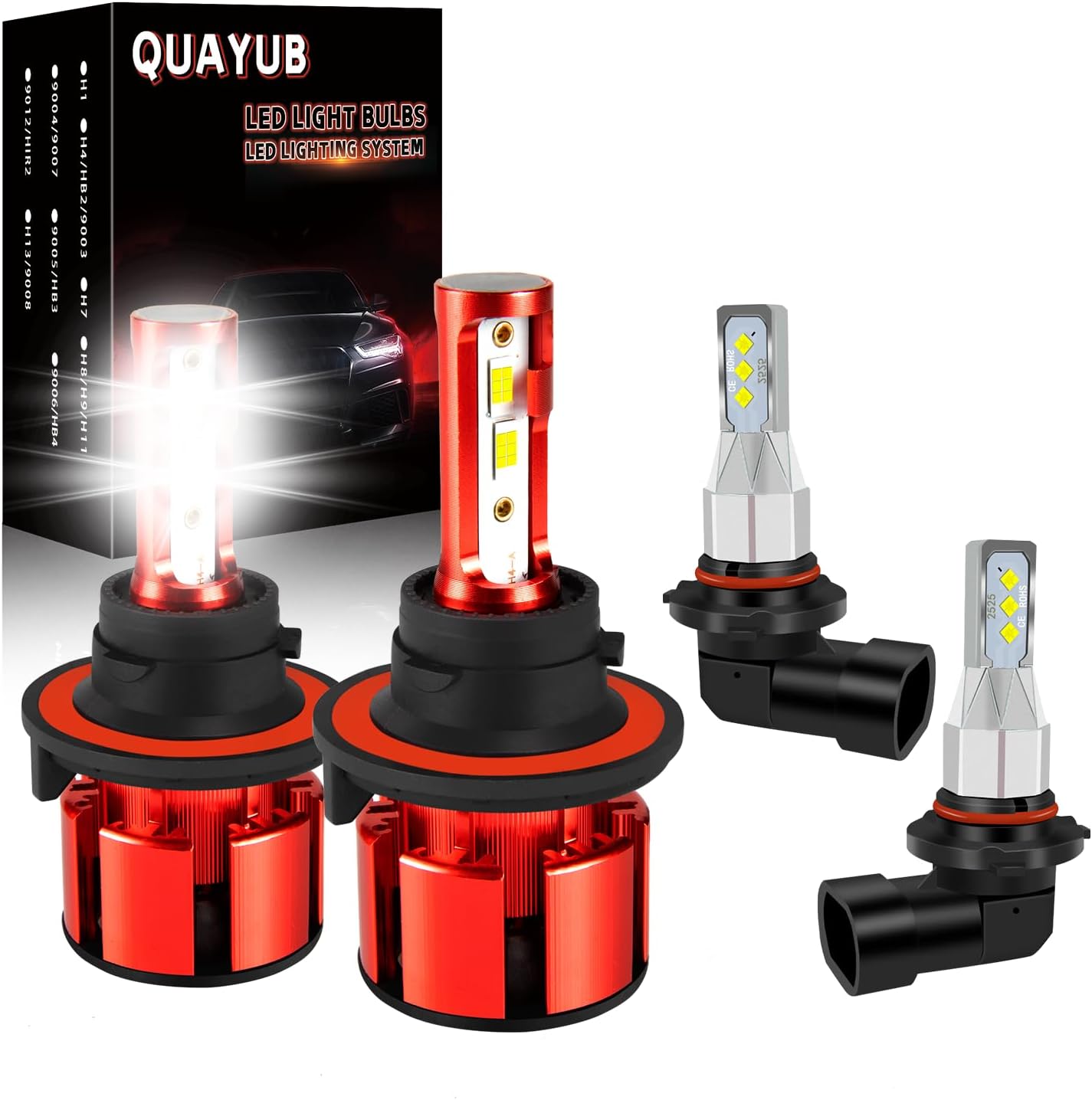 Light Bulbs Fit for Nissan Maxima(2009-2014), 9005/HB3 High Beam+H11 Low Beam+H11 Fog Light Bulbs, 300% Brightness 11000LM 6000K Cool White, Pack of 6