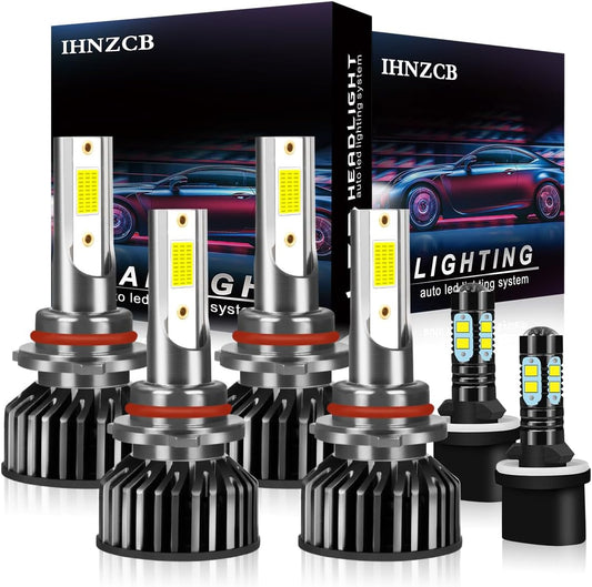 Fit For Chevrolet Chevy Silverado 1500 2500 3500 (1999-2002) LED Headlight Combo 9005/HB3 High Beam + 9006/HB4 Low Beam + 880 LED Fog Light Bulbs Kits,6000K Cool White,6pcs LED Bulbs