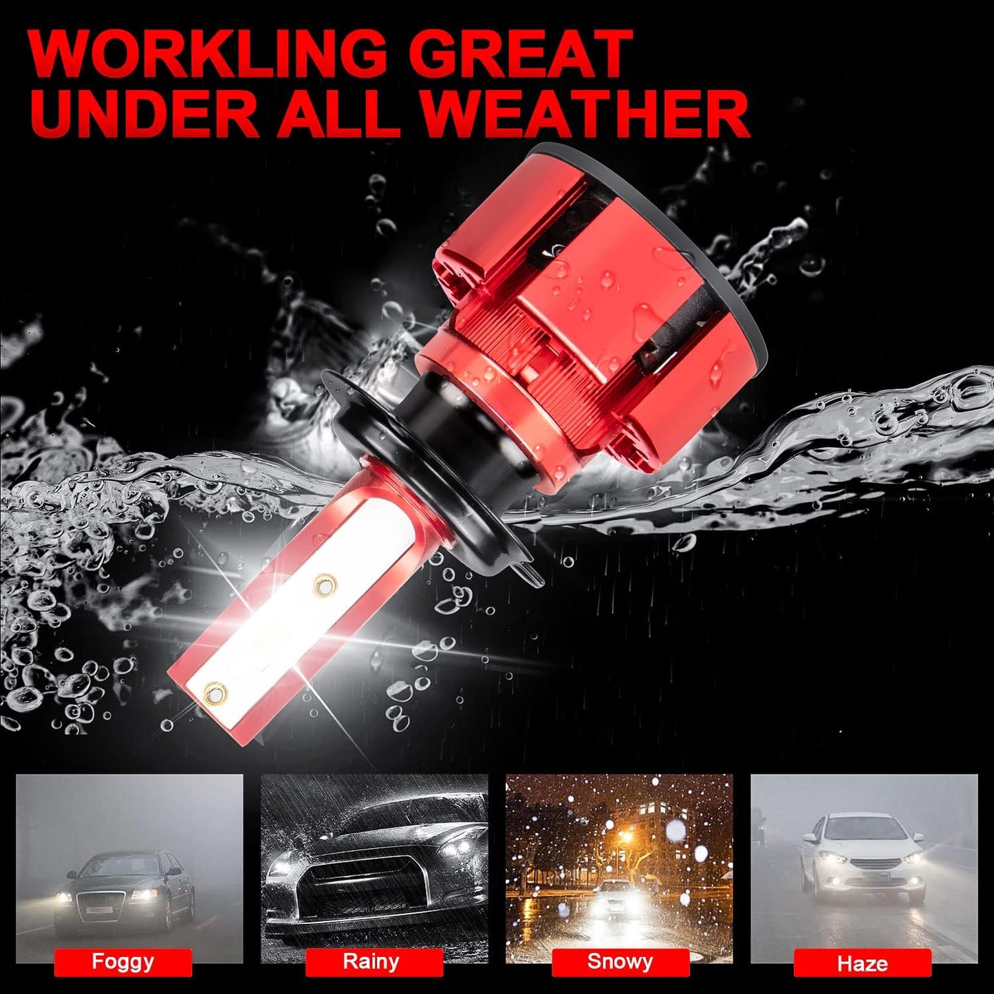 Fit For Ford Escape 2005-2006 LED Headlight Bulbs, H7 H11 LED Headlight Bulbs High&Low Dual Beam+9145 LED Fog Light Bulbs, 36000LM 6500K 500% Super Bright H7 H11 LED Headlights, 6pcs