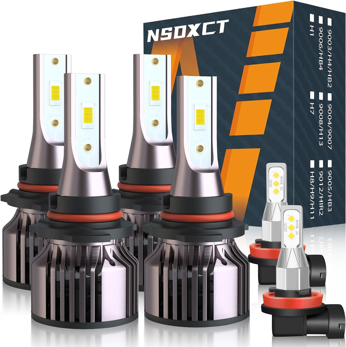 For T-oyota Tacoma Led Headlight Bulbs (2005-2011) 9003/H4 High Low Beam Led Bulbs+9006/9145 Led Fog Light, 500% 6500K Cool White Headlights and Fog Lights Led, Plug and Play, 4PCS