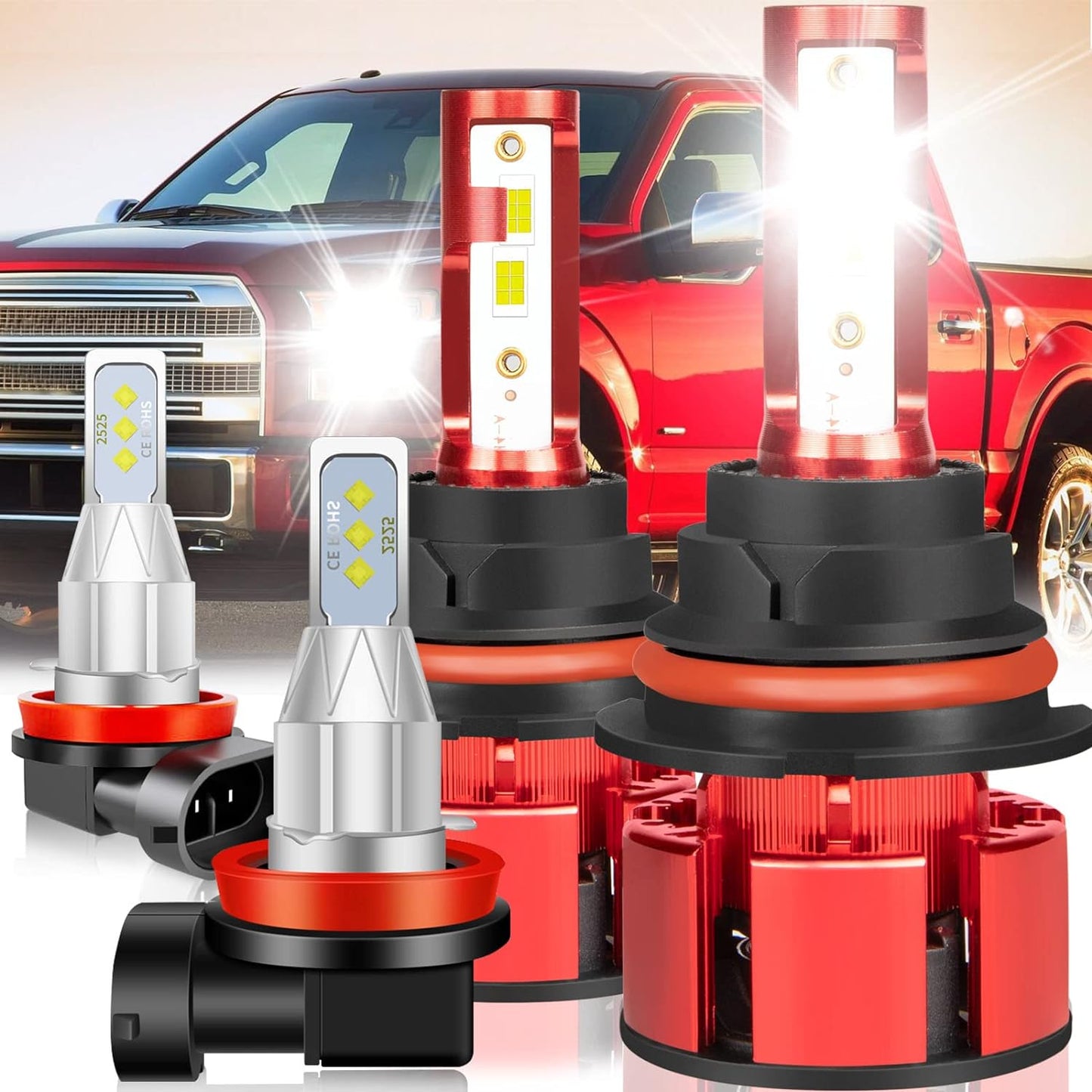 Fit for TOYOTA COROLLA 2009-2015 Led Lights, 500% Brightness 9005 9006 Light Bulbs High&Low Beam+H11 LED Fog Lights，6500K White 36000LM 9005 9006 Led Light Bulb, 6Pcs 9005 9006 H11 Led Bulbs