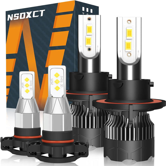 Fit For Ford Escape (2008-2012) 9008/H13 LED Headlight Bulbs, 1:1 Mini Size 500% Brightness 6000K Cool White Plug and Play 2 PCS 9008 High/Low Beam + 2 PCS 5202 Led Fog Light Bulbs