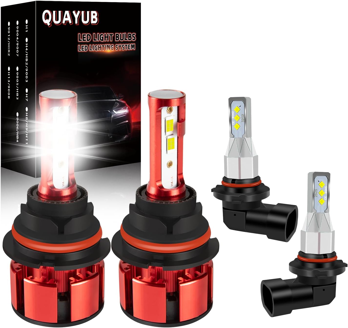 Light Bulbs Fit for Nissan Maxima(2009-2014), 9005/HB3 High Beam+H11 Low Beam+H11 Fog Light Bulbs, 300% Brightness 11000LM 6000K Cool White, Pack of 6