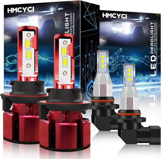 Fit For Ford F-150 (2004-2014) LED Headlight bulbs, 9008/H13 High Beam and Low Beam + 9145 Fog Light bulbs,Super Bright 6000K Cool White, Plug and Play, Pack of 4