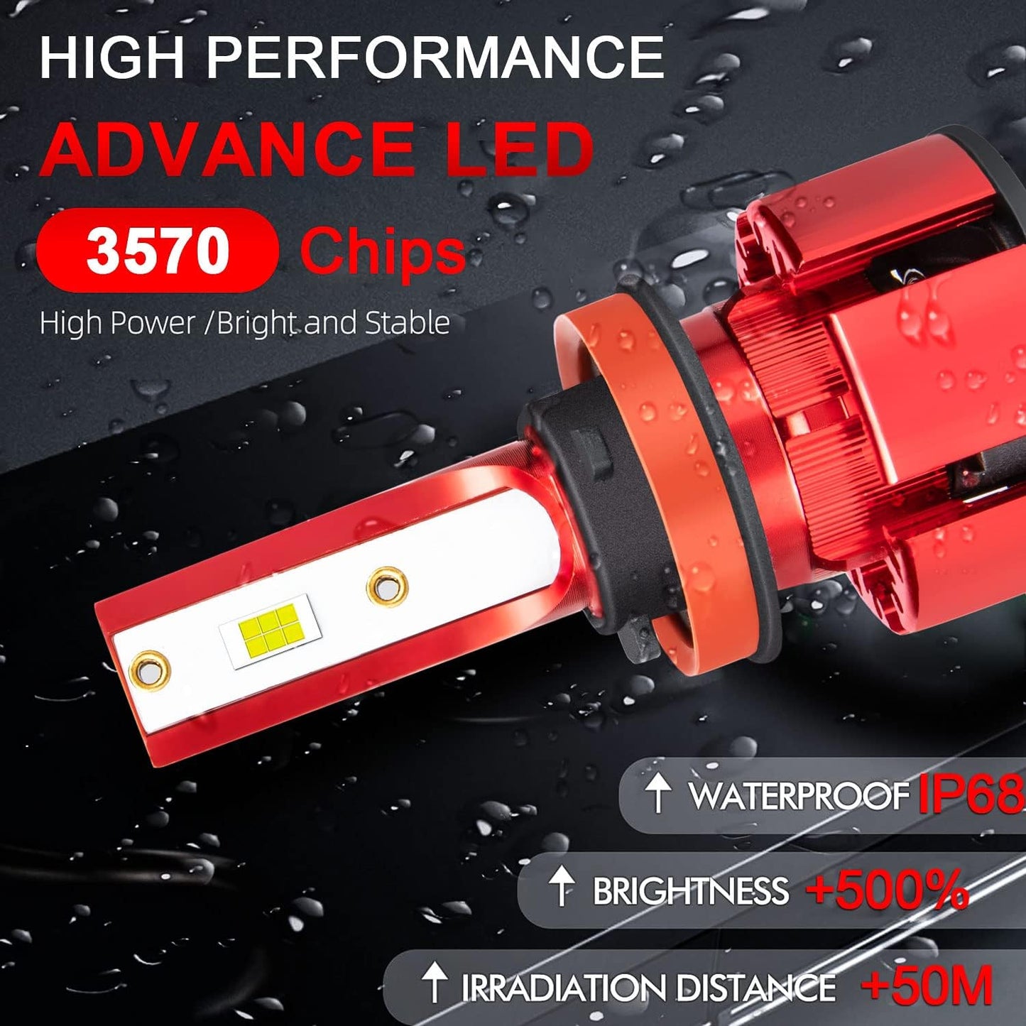 Fit (2016-2023) for Can Am Defender LED Headlight Bulbs,H11/H9 High Beam+H11/H9 Low Beam Led Headlight Bulbs, 500% Brightness 80W 38000LM 6500K Cool White 4PCS