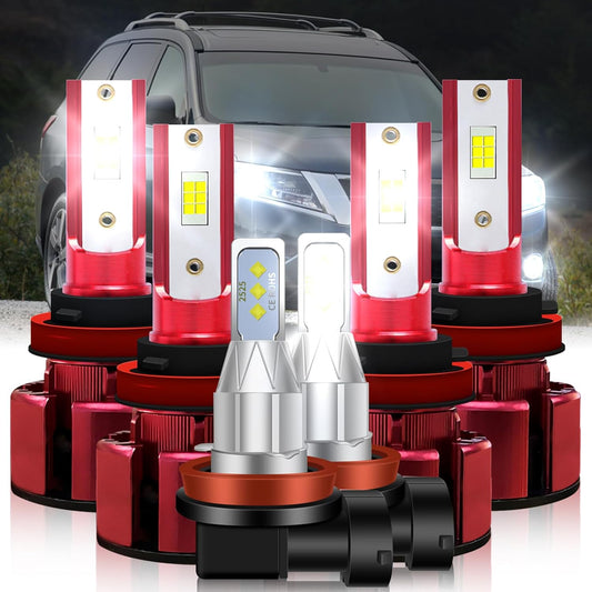 Fit (2017-2020) for PATHFINDER Headlight Bulbs,H9/H11 High Beam+H11/H9 Low Beam+H11/H8/H16 Fog Light Headlight Bulbs 500% Brightness 38000LM 6500K Cool White 6PCS