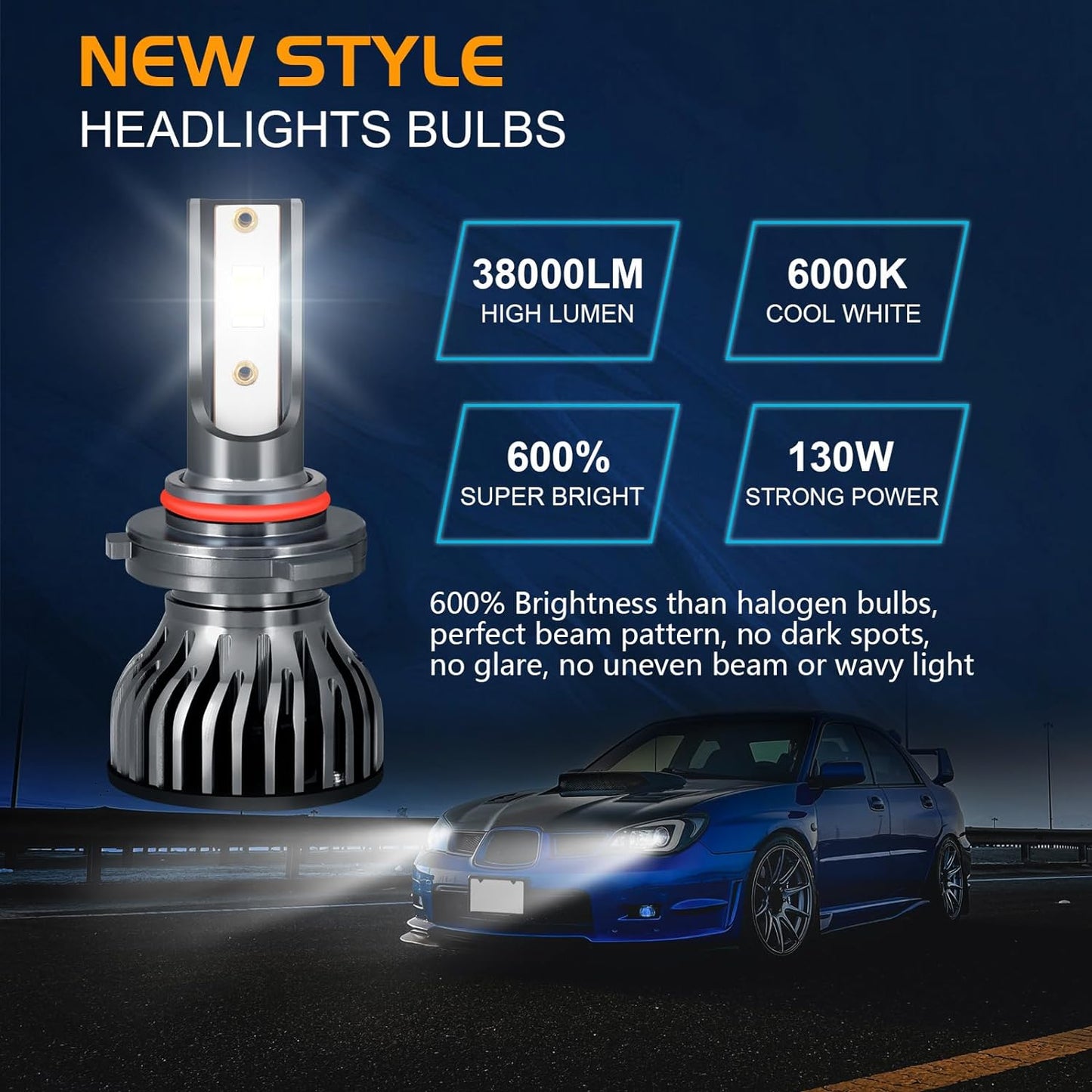 LED Bulbs Fit for 2007-2015 Chevy Silverado 1500 2500HD 3500HD,600% Brightness 9005 High Beam+H11 Low Beam+5202 Fog Light Bulbs,6000K 38000LM 130W Headlight Bulbs IP68,6PCS