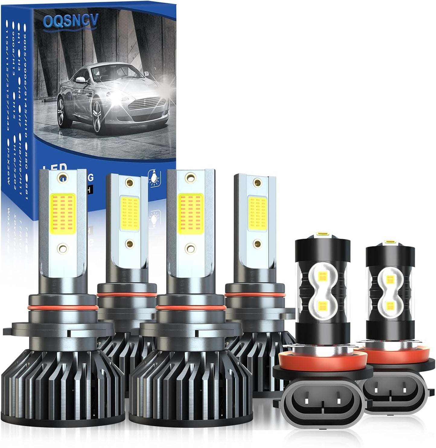 Fit For DODGE RAM 1500 2500 3500 2009-2012 4-Headlamps LED Bulbs, 9005+H11 High/Low Beam+9145 Led Fog Light Bulbs, 60W 28000LM 6000K White Super Bright, Pack of 6