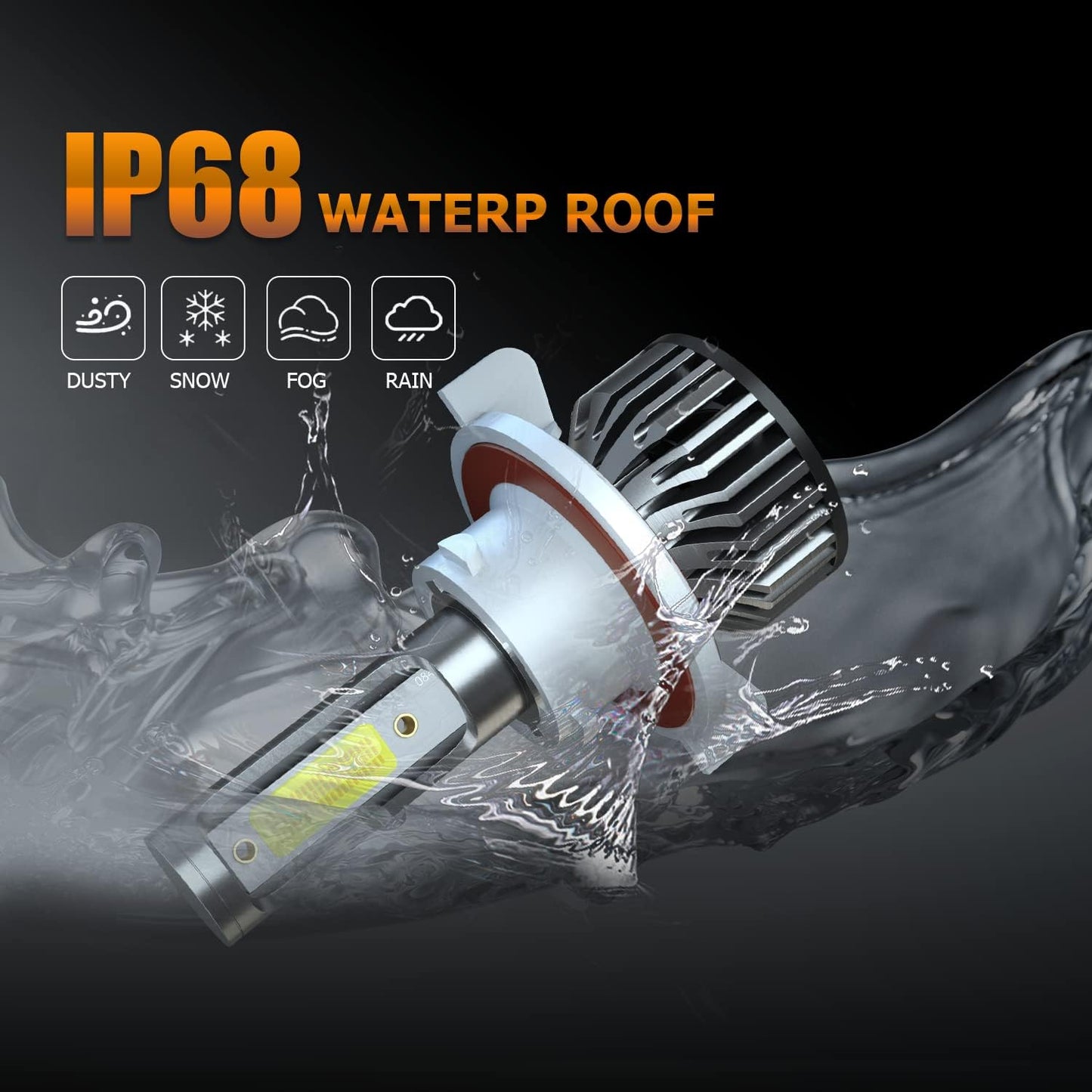 Suitable for Dodge Challenger 2011-2014 LED Bulbs, 9008/H13 High Low Beam+5202 LED Fog Light Bulbs, 11000LM 6000K Brighter Automotive Replacement Halogen Bulbs, Pack of 4