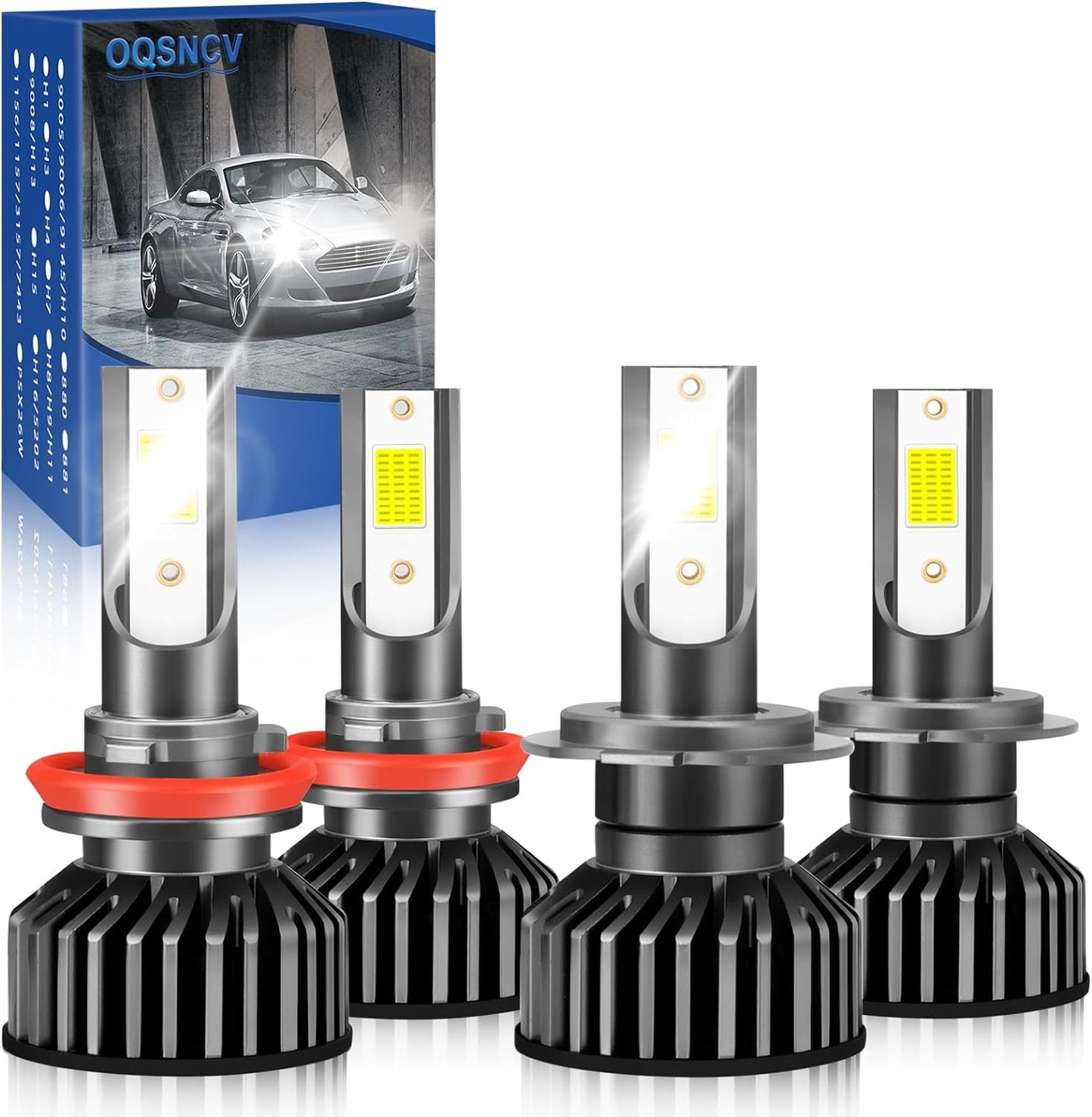 Fit for Hyundai Elantra 2013-2016 LED Bulbs,H7 High Beam + H11 Low Beam LED Bulb Kit, 60W 28000LM 6000K White Super Bright, Plug and Play, Pack of 4