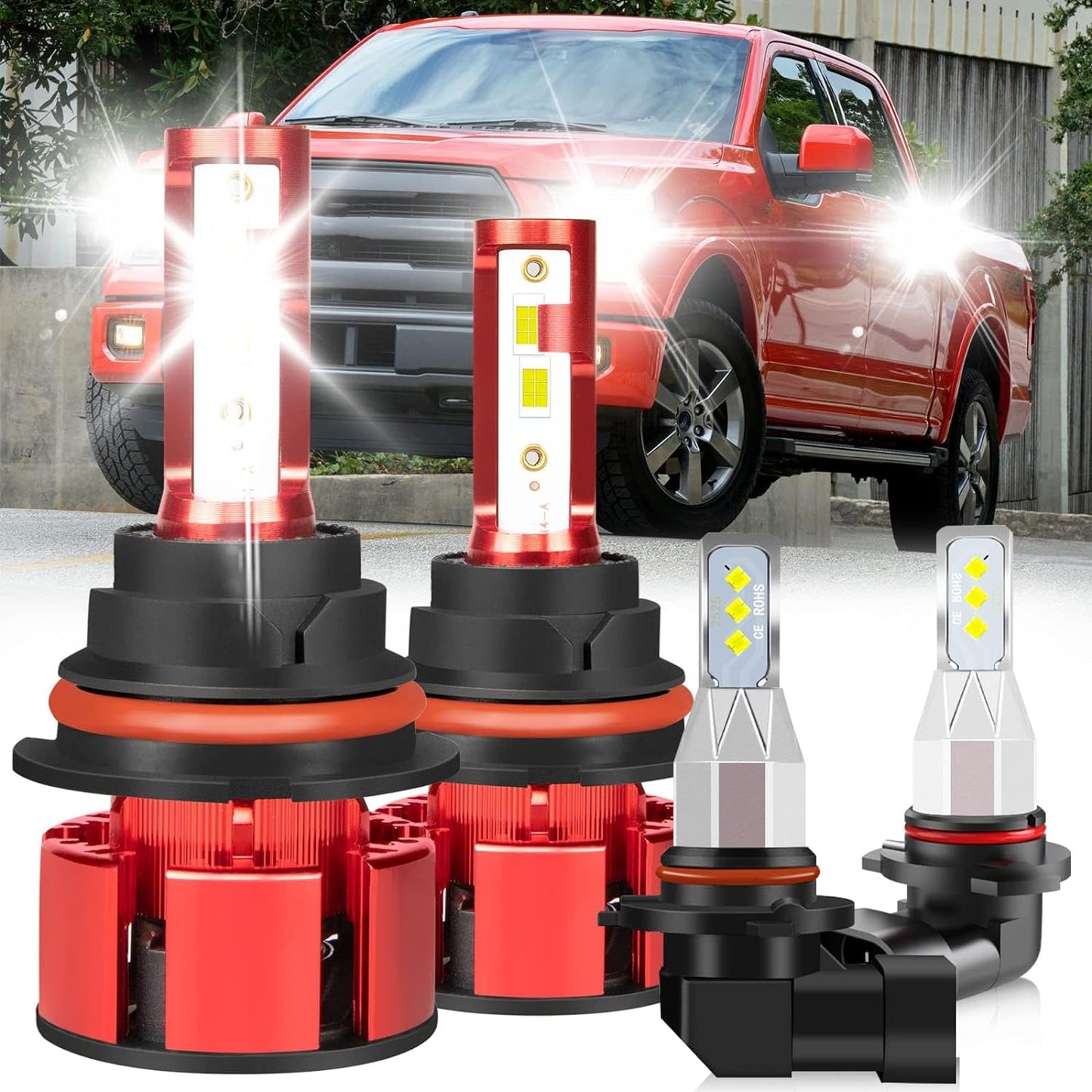 Fit for Ford Expedition 2007-2014 Led Lights, 500% Brightness H13 Light Bulbs High&Low Beam+9145 LED Fog Lights，6500K White 36000LM H13 9145 Led Light Bulb, 4Pcs H13 9145 Led Bulbs