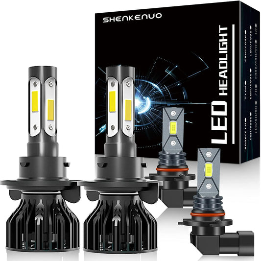 SHENKENUO Fit For FORD F-250 F-350 (2005-2020) 9008/H13 High/Low Beam Halogen Replacement LED Bulbs +9145/9140 LED Fog Light Bulbs,Pack of 4