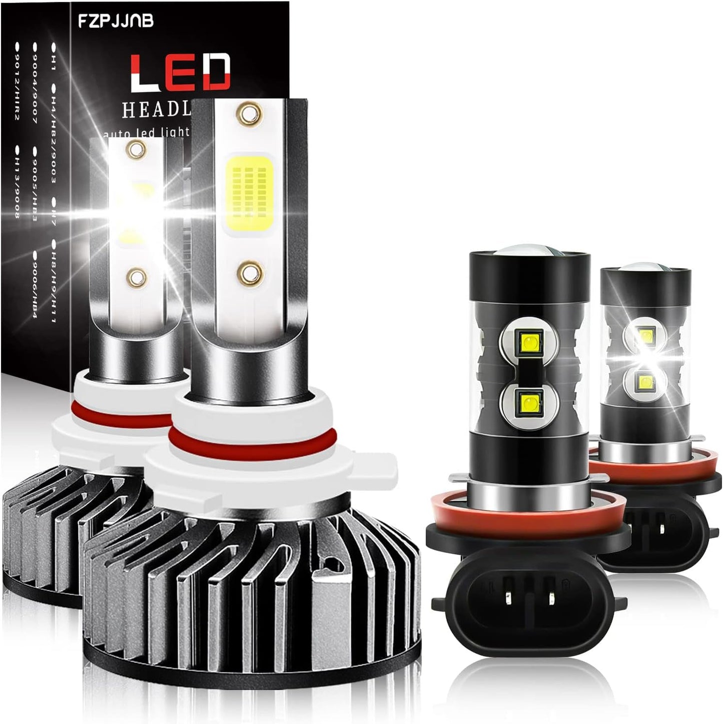 Fit for Dodge Durango 2011-2013 LED Headlight Bulbs, 300% Brightness 9005+H11 High/Low Beam+2504/PSX24W LED Fog Light Bulbs Combo, 6000K Cool White LED Headlamps Replacements, Pack of 6