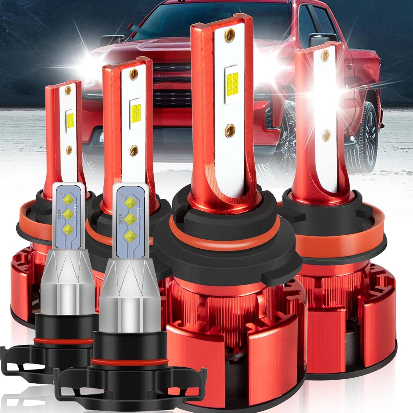 For Jeep Renegade 2015-2021 Led Lights, 9008/H13 Light Bulbs High&Low Beam+H11 LED Fog Lights，6500K White 500% Super Bright 1:1 Size 9008/H13 Led Light Bulb, 4Pcs 9008/H13 H11 Led Bulbs