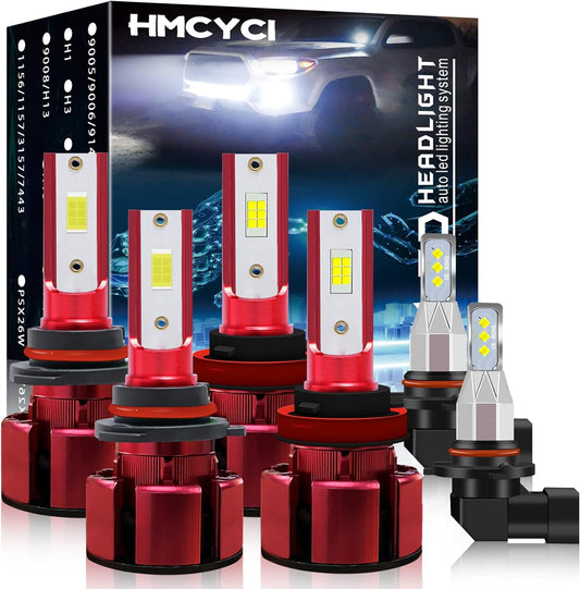 Fit for Dodge RAM 1500 2500 3500 4500 4-Headlamps (2009-2018) LED Headlight Bulbs,9005+H11 High/Low Beam LED Headlight Bulbs + 9145 LED Fog Light Bulbs,Pack of 6