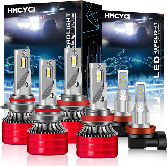Led Headlights Bulbs Combo Fit for Honda Pilot (2006-2018) , 9005 High Beam + H11 Low Beam + H11 Fog Lights,Super Bright 6500k Cool White, Plug and Play, Pack of 6