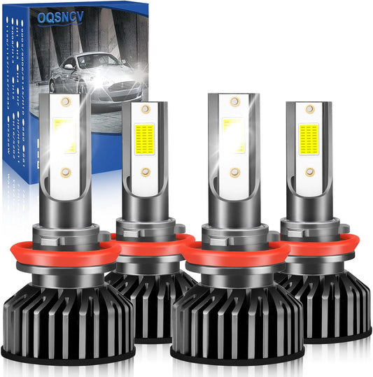 Fit For ford fusion 2019-2020 LED Headlight Bulbs, H9 High Beam and H11 Low Beam LED Headlight Bulb Kit, 60W 28000LM 6000K White Super Bright, Plug and Play, Pack of 4