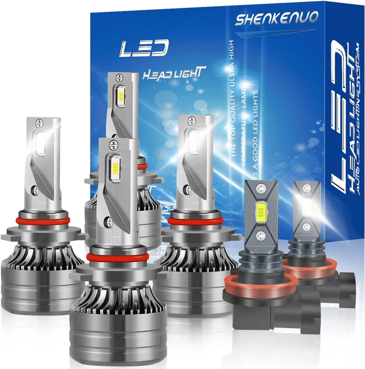 SHENKENUO Fit For FORD F-250 / F-350 / F-450 / F-550 (2005-2020) 9008+9008 High and Low Beam Halogen Replacement LED Bulbs Combo +9145 LED Fog Bulbs,6500K Cool White,Pack of 6