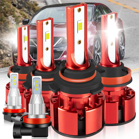 For Nissan Maxima 2009-2014 Led Bulbs, 9005 H11 Led Lights High&Low Beam+H11 LED Fog Lights, 500% Ultra Brighter 9005 H11 Led Light Bulb, 1:1 Mini Size, 6500K, 6PCS 9005 H11 H11 Led Lights