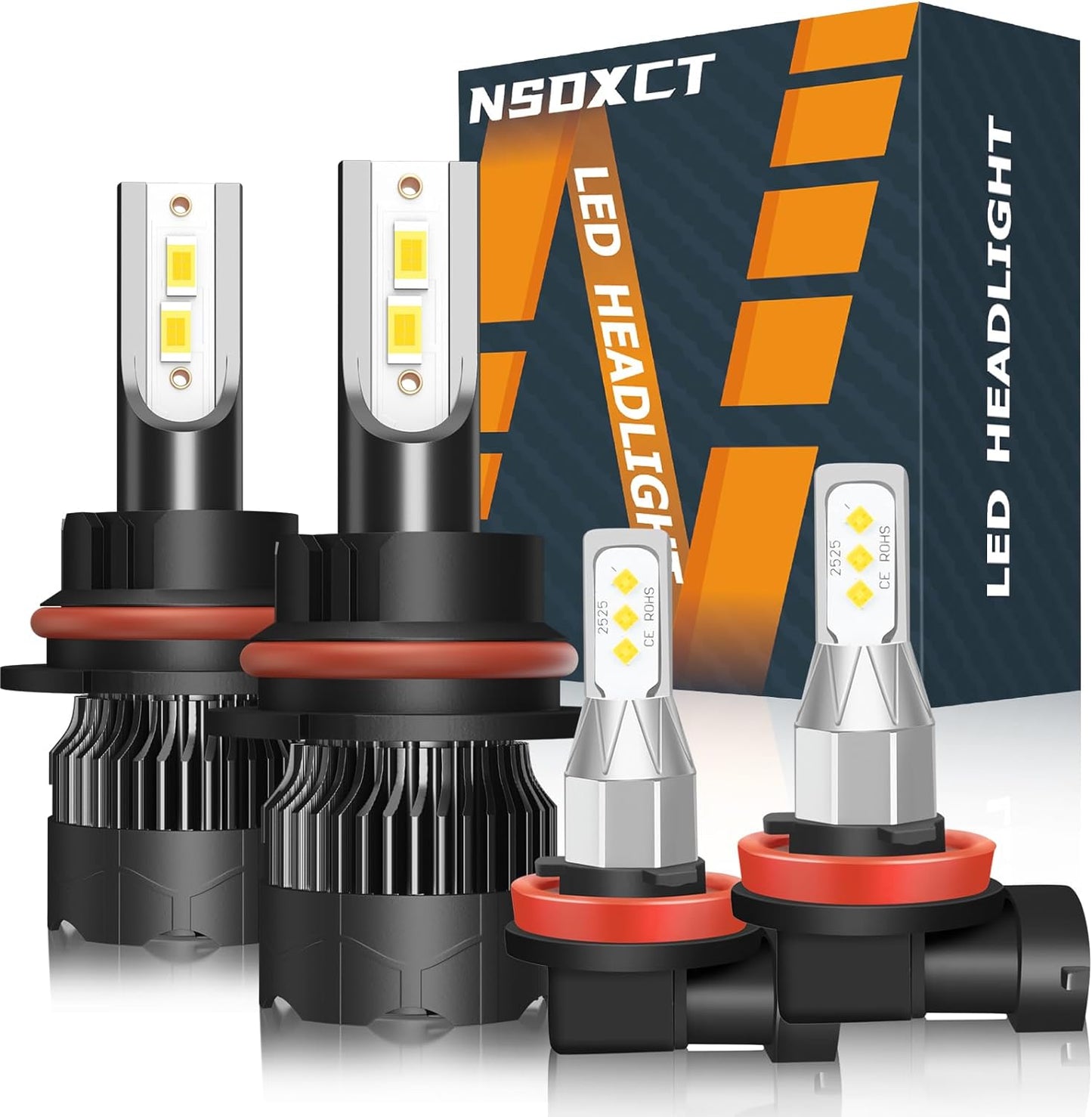 Fit for Jeep Grand Cherokee (2017-2021) H11 High Beam+H11 Low Beam LED Headlight Bulbs + H11 LED Fog Light Bulbs, 1:1 Mini Size Led Bulbs 6500K Cool White Plug and Play, 6PCS