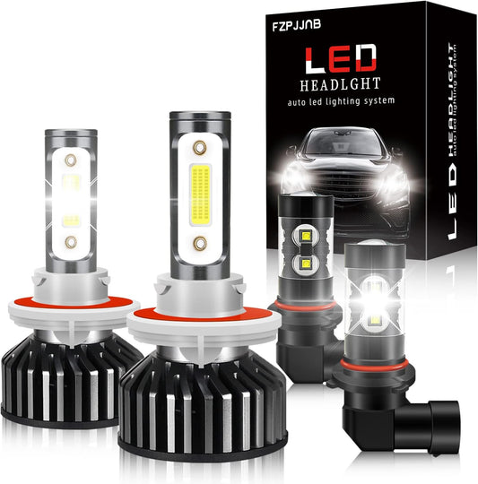 Fit for FORD F-150 (2004-2014) LED Bulbs H13/9008 High/Low Beam + 9145 LED Fog Light Bulbs, 300% Brightness, 6000K Cool White LED Headlamps, IP68 Waterproof, Halogen Replacement Kits, 4PCS