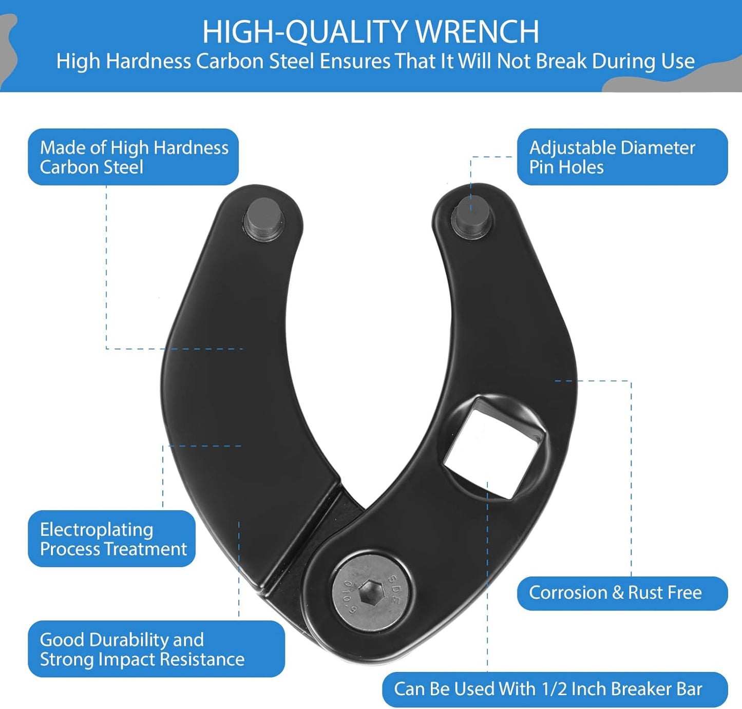SHENKENUO 1226 & 7463 Gland Nut Wrench,1.2'' - 6''Adjustable Universal Hydraulic Cylinder Spanner Wrench,for Hydraulic Cylinders of Automobiles, Motorcycles and Loaders.etc,2 Pcs