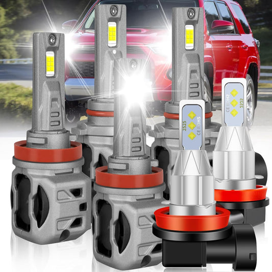 for Toyota 4Runner 2010-2020 Led Headlight Bulbs. 800% Super Bright 9005 H11 Led Headlight Bulbs High and Low Beam+H11 Fog Lights, 6500K 38000 9005 H11 led headlights, 6pcs 9005 H11 Led Lights