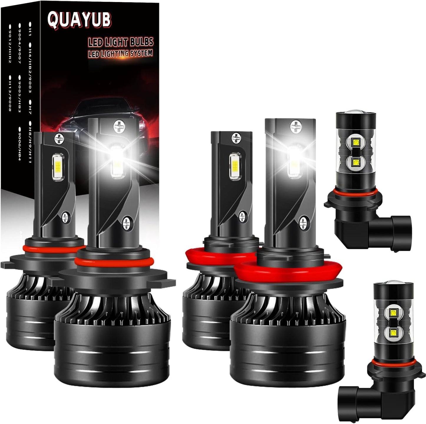 Light Bulbs Fit for Nissan Maxima(2009-2014), 9005/HB3 High Beam+H11 Low Beam+H11 Fog Light Bulbs, 300% Brightness 11000LM 6000K Cool White, Pack of 6