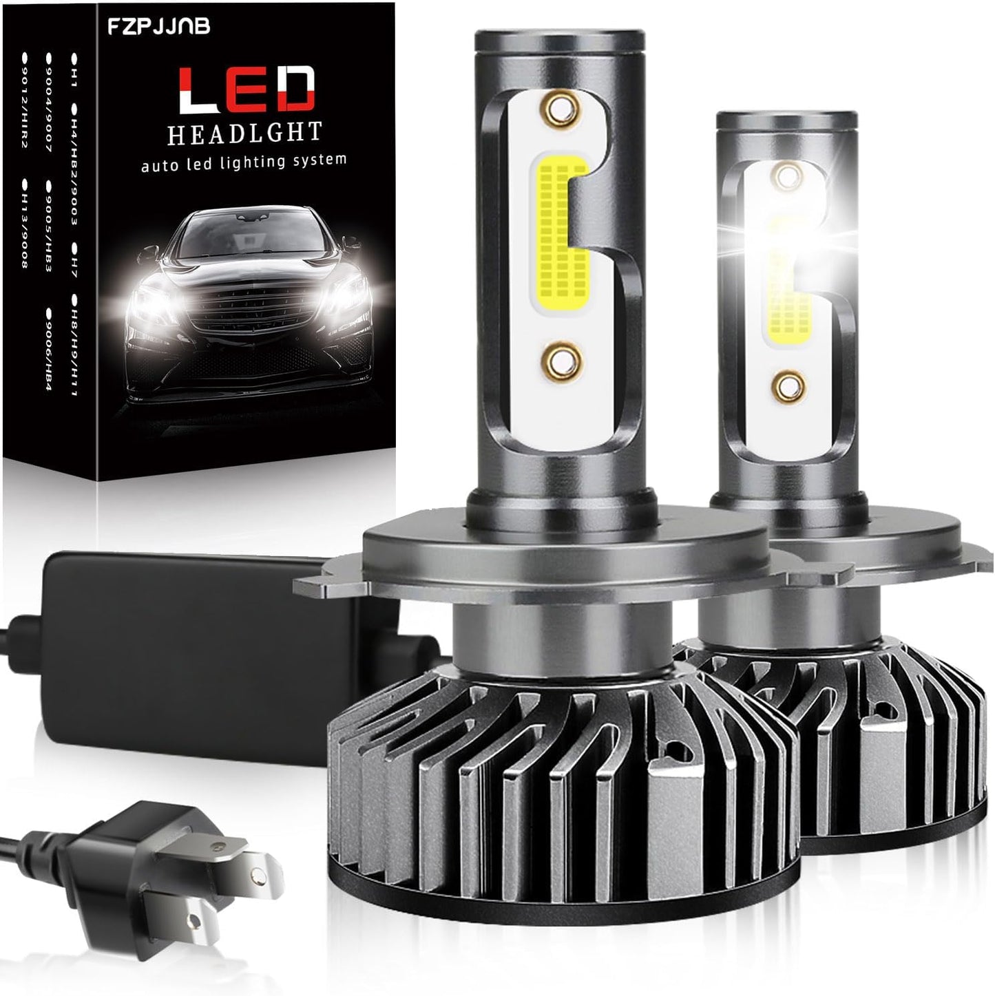 Fit for Nissan Versa (2007-2020) LED Bulbs 9003/H4 High/Low Beam, 300% Brightness, 6000K Cool White, IP68 Waterproof LED Headlamps