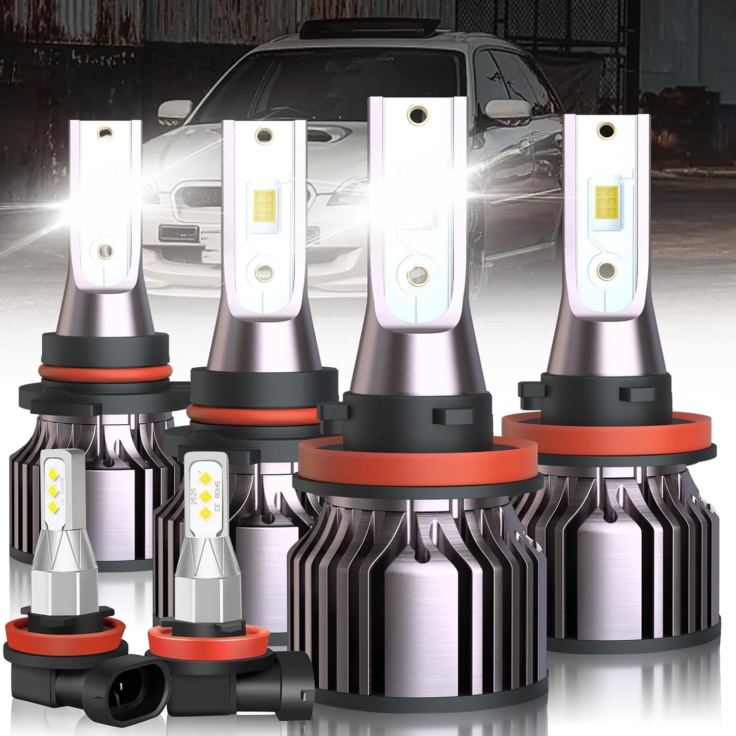 Fit For Lexus ES350 2007 2008 2009 Led Headlight Bulbs, 9005 High Beam+H7 Low Beam Led Bulbs+9006 LED Fog Light Bulbs Kit 36000LM 500% Brightness 6000K Cool White Headlight Bulbs, 6PCS