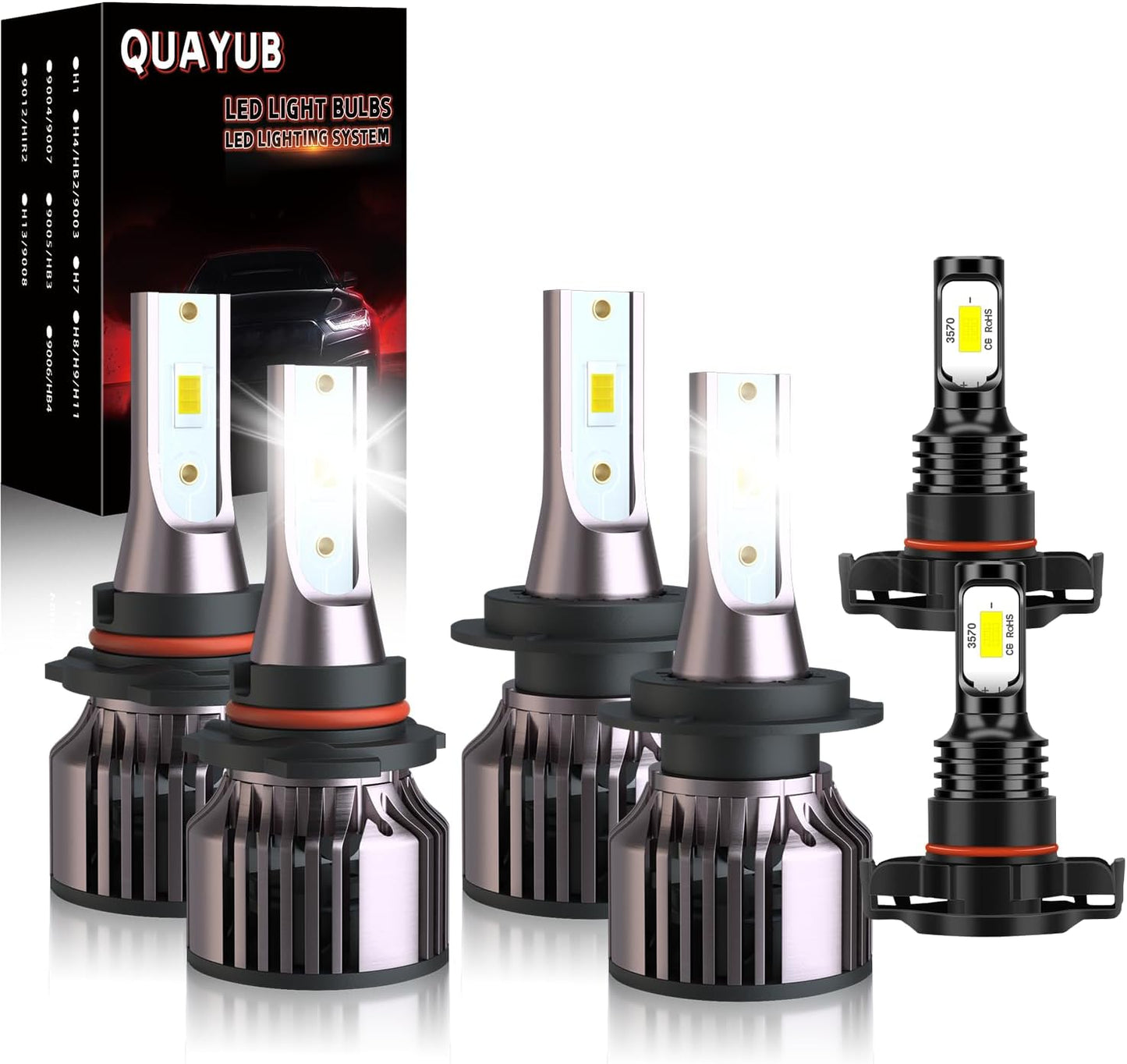 Light Bulbs Fit for Nissan Maxima(2009-2014), 9005/HB3 High Beam+H11 Low Beam+H11 Fog Light Bulbs, 300% Brightness 11000LM 6000K Cool White, Pack of 6