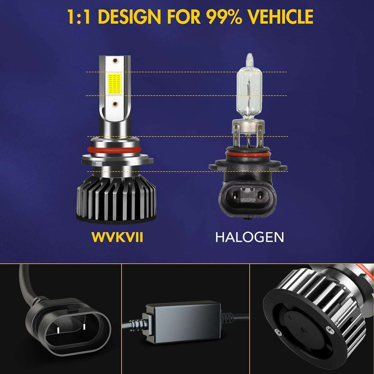 Fit For Hyundai Santa Fe 2019 2020 LED Bulbs 9005/HB3 High Beam + 9005 Low Beam+ H11 Fog Lights Bulbs Kit, Super Bright 6000K Cool White,Pack of 6