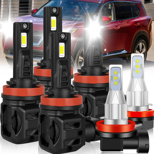 fit for Nissan Rogue 2014-2020 Led Headlight Bulbs, H9 H11 led headlights High&Low Beam+H11 Led Fog Lights, 800% Super Bright H9 H11 Light Bulbs, IP68 waterproof H9 H11 Led Lights 6pcs