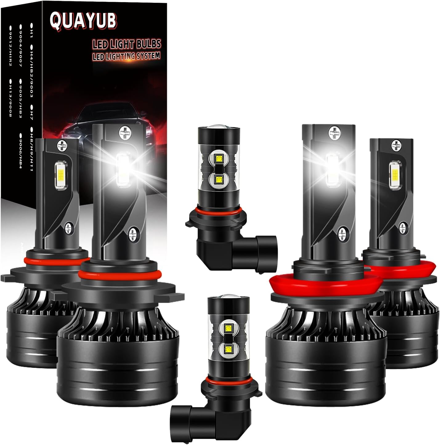 Light Bulbs Fit for Nissan Maxima(2009-2014), 9005/HB3 High Beam+H11 Low Beam+H11 Fog Light Bulbs, 300% Brightness 11000LM 6000K Cool White, Pack of 6