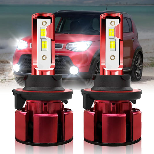 Fit (2014-2019) for KIA SOUL LED Headlight Bulbs,9008/H13 High Low Dual Beam LED Bulbs 500% Brightness 80W 38000LM 6500K Cool White 2pcs Led Bulbs Kit