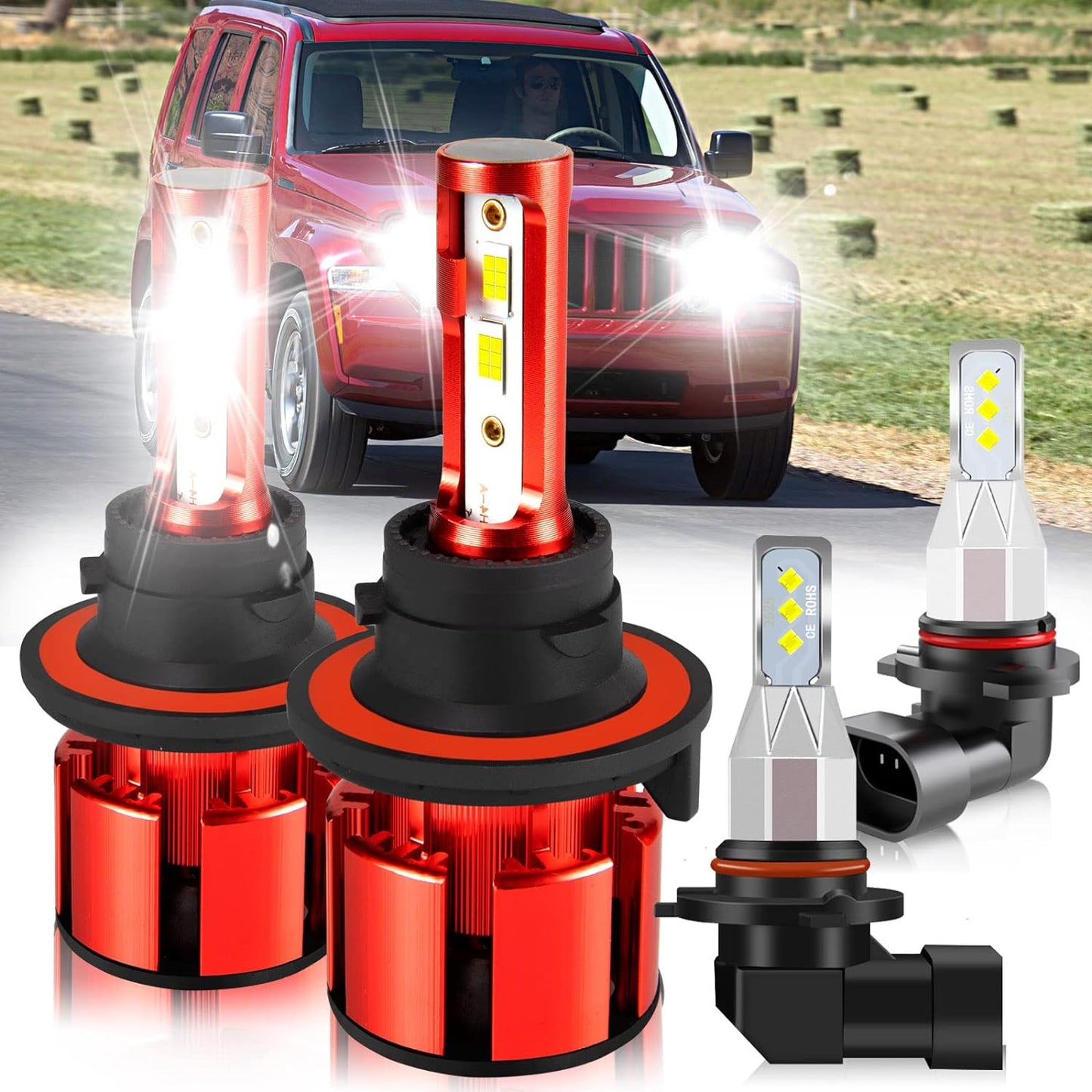 Fit for TOYOTA COROLLA 2009-2015 Led Lights, 500% Brightness 9005 9006 Light Bulbs High&Low Beam+H11 LED Fog Lights，6500K White 36000LM 9005 9006 Led Light Bulb, 6Pcs 9005 9006 H11 Led Bulbs