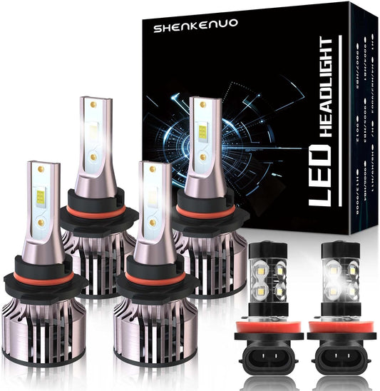 SHENKENUO Fit For Accord (2006-2012) 9005+9006 High/Low Beam Halogen Replacement LED Bulbs + H11 LED Fog Bulbs，6500K Cool White Plug and Play，Pack of 6