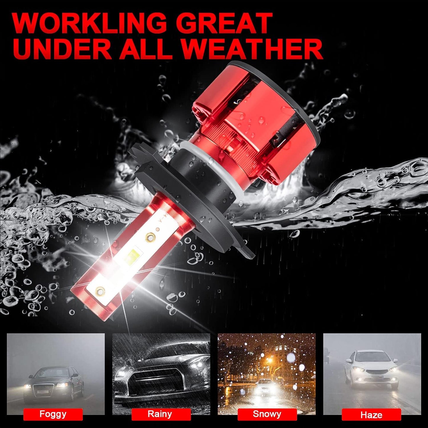 Fit For Ford Focus 2000-2004 Led Headlights, H4/9003 led Headlight Bulbs High Low Beam, 6500K White 36000LM 500% Surper Bright H4/9003 Led Bulbs, 2 PCS