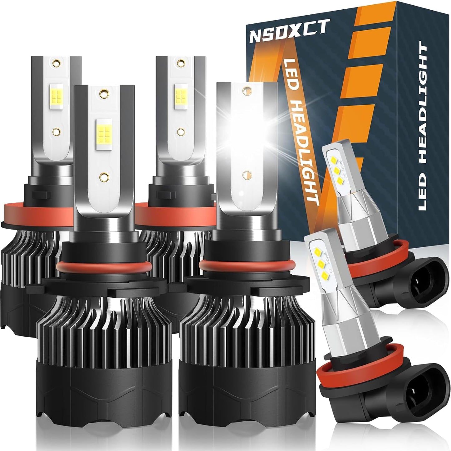 Fit for Jeep Grand Cherokee (2017-2021) H11 High Beam+H11 Low Beam LED Headlight Bulbs + H11 LED Fog Light Bulbs, 1:1 Mini Size Led Bulbs 6500K Cool White Plug and Play, 6PCS