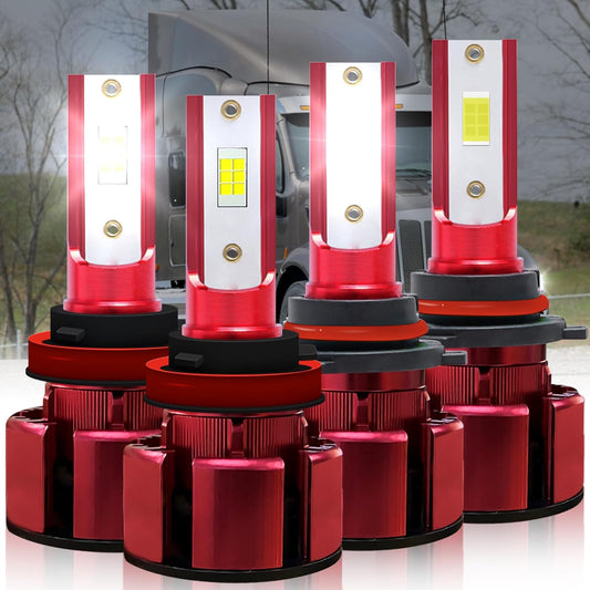 Fit for PETERBILT 388 389 367 567 579 587 TRUCKS LED Headlight Bulbs,9005/HB3 High Beam+H11/H9 Low Beam Led Headlight Bulbs 500% Brightness 80W 38000LM 6500K Cool White 4PCS