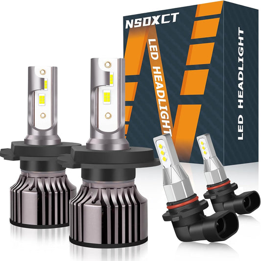 For T-oyota Tacoma Led Headlight Bulbs (2005-2011) 9003/H4 High Low Beam Led Bulbs+9006/9145 Led Fog Light, 500% 6500K Cool White Headlights and Fog Lights Led, Plug and Play, 4PCS