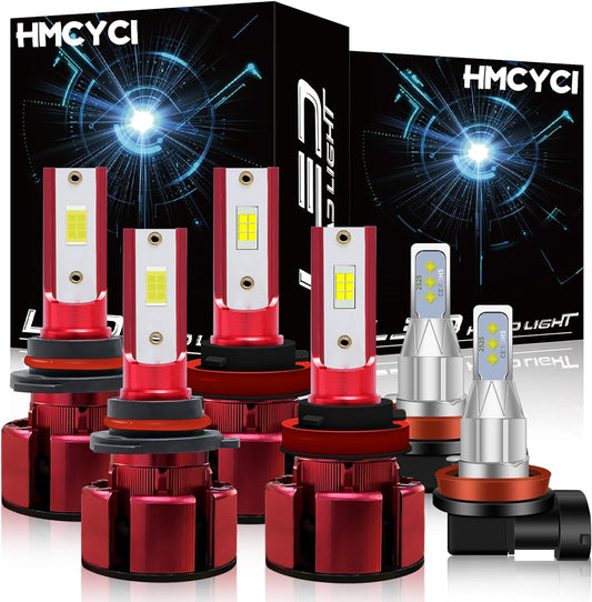 LED Headlight Bulbs Fit For MITSUBISHI Outlander Sport 2011-2019,9005 High Beam H11 Low Beam + H11 Fog Light, Super Bright 6500k Cool White, Plug and Play, Pack of 6